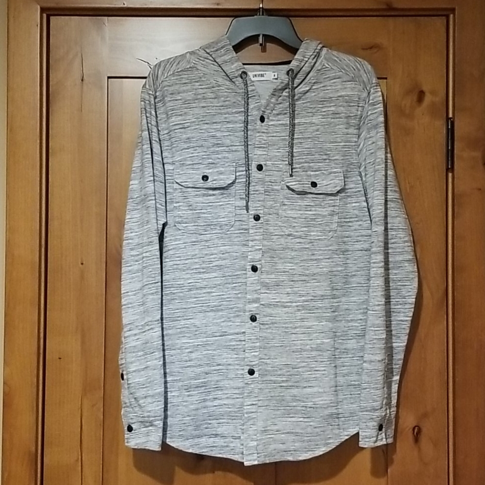 ⬇️Univibe Mens Hooded Button Down Knit Shirt